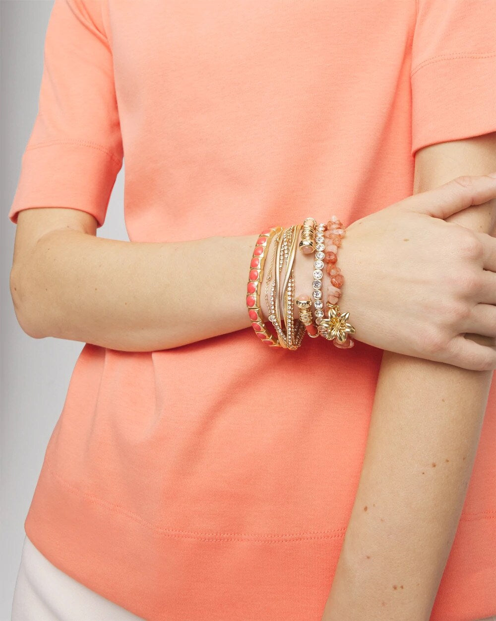 Bold Orange Goldtone Stretch Bracelet - Chico's