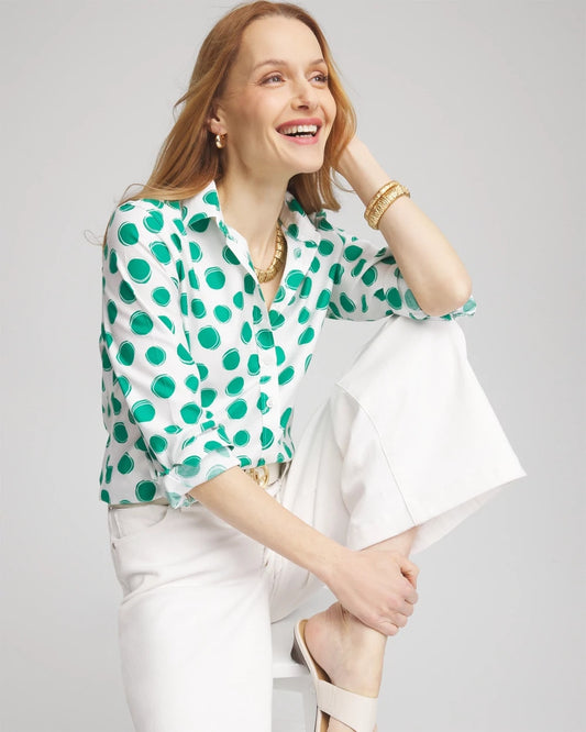 No Iron™ Polka-Dot Sateen Shirt - Chico's