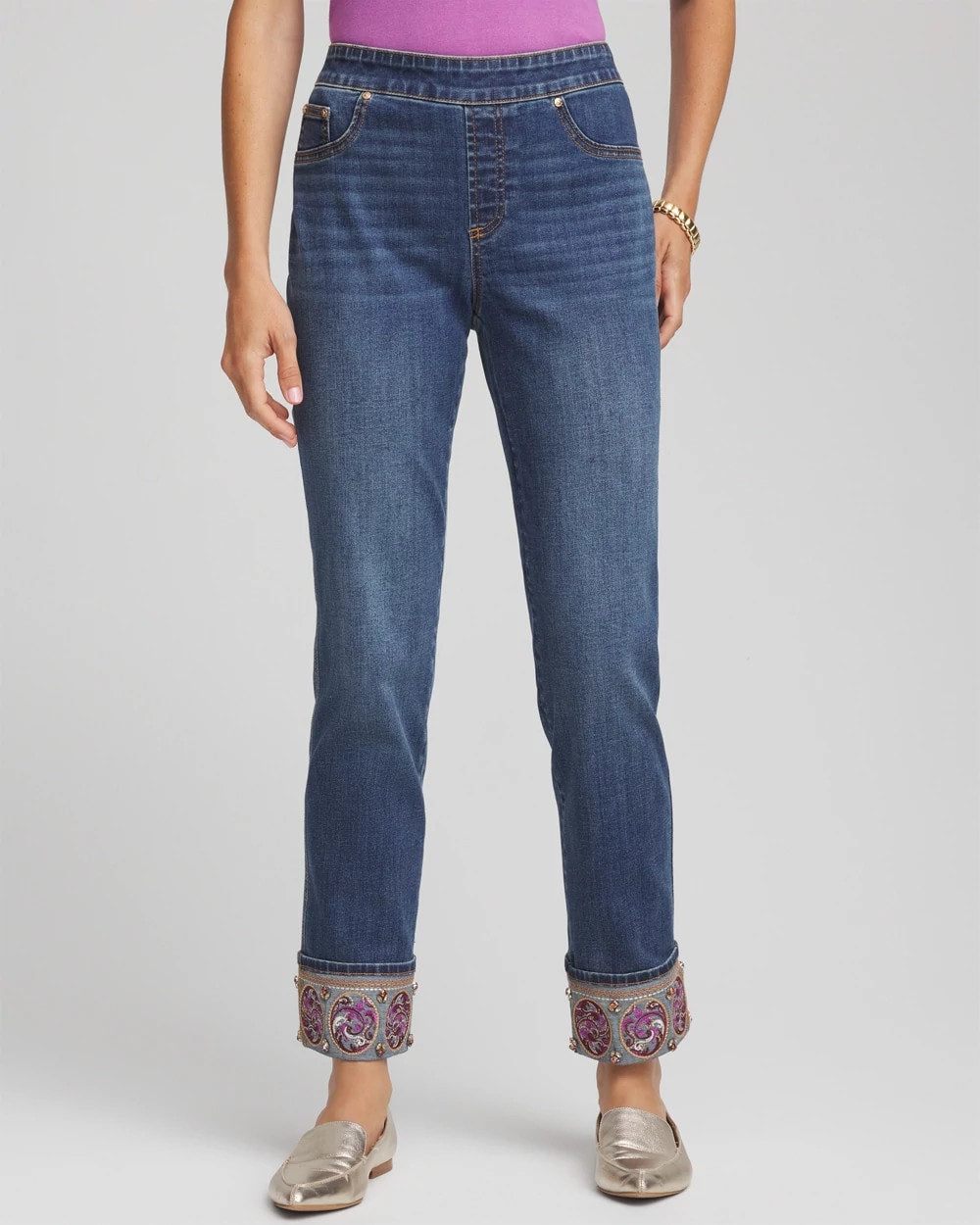 Embellished Pull-On Slim Ankle Jeggings - Chico's
