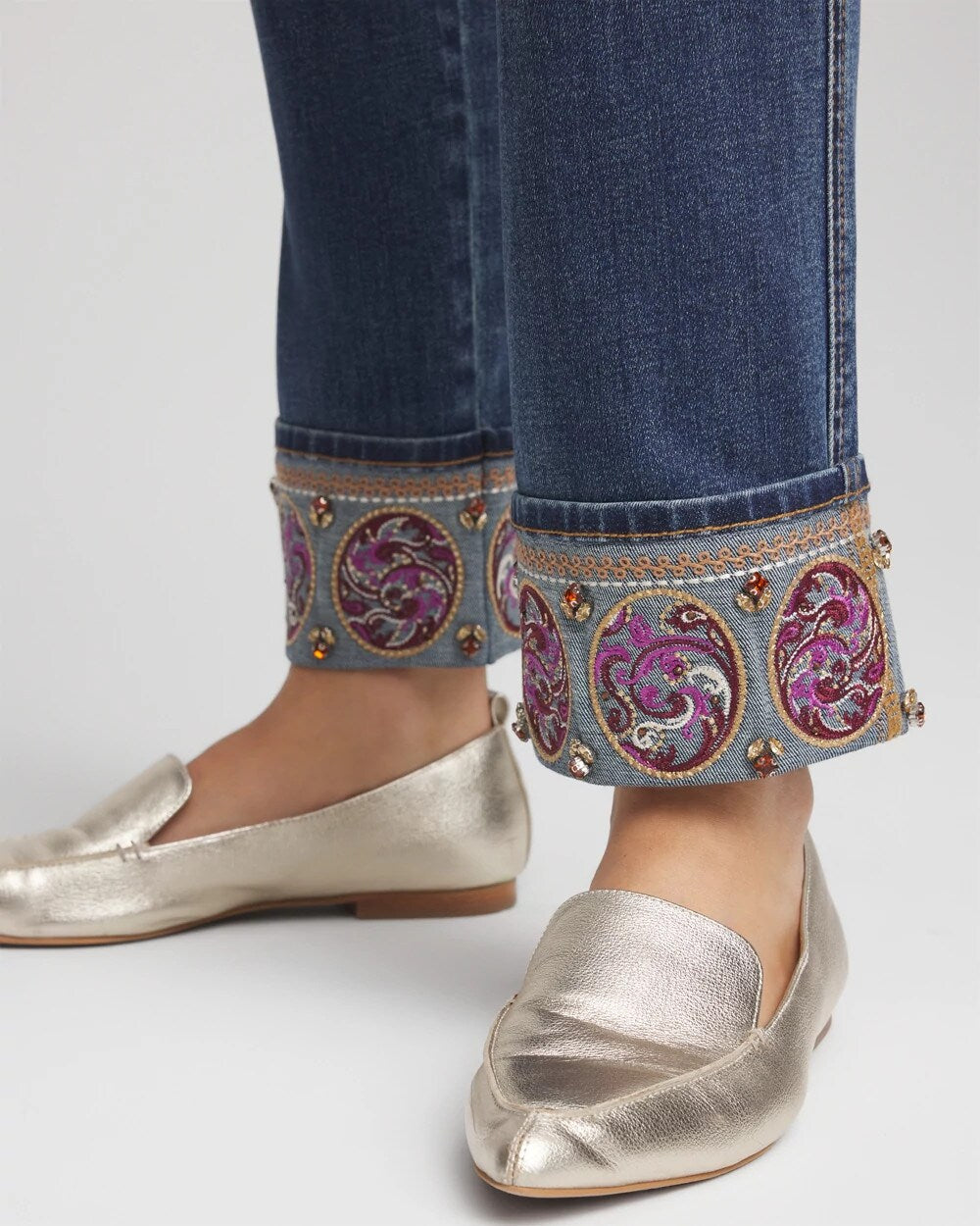 Embellished Pull-On Slim Ankle Jeggings - Chico's