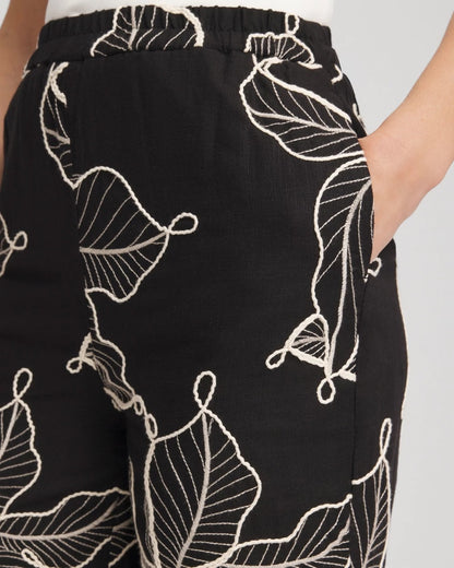 Embroidered Wide-Leg Cropped Pants - Chico's