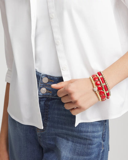 Red Barrel Bead Stretch Bracelet - Chico's