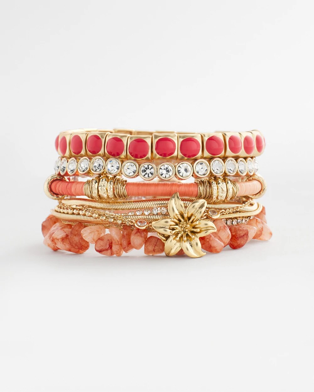 Bold Orange Goldtone Stretch Bracelet - Chico's