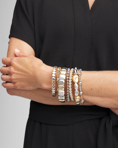 Silver & Gold Tone Round Stretch Bracelet - Chico's