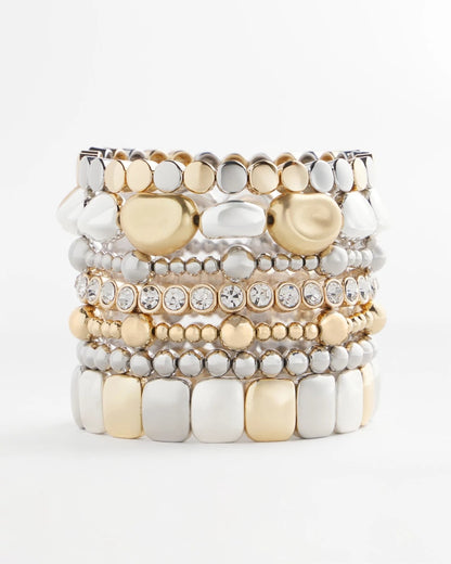 Gold & Silver Tone Beaded Stretch Bracelet - Chico's