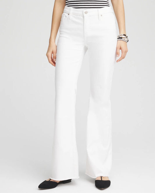 Petite Girlfriend No Stain Frayed Flared Jeans - Chico's