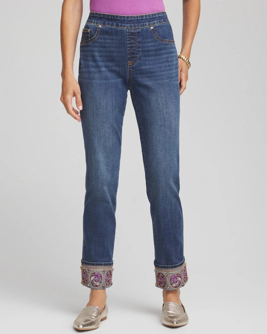 Petite Embellished Pull-On Slim Ankle Jeggings - Chico's